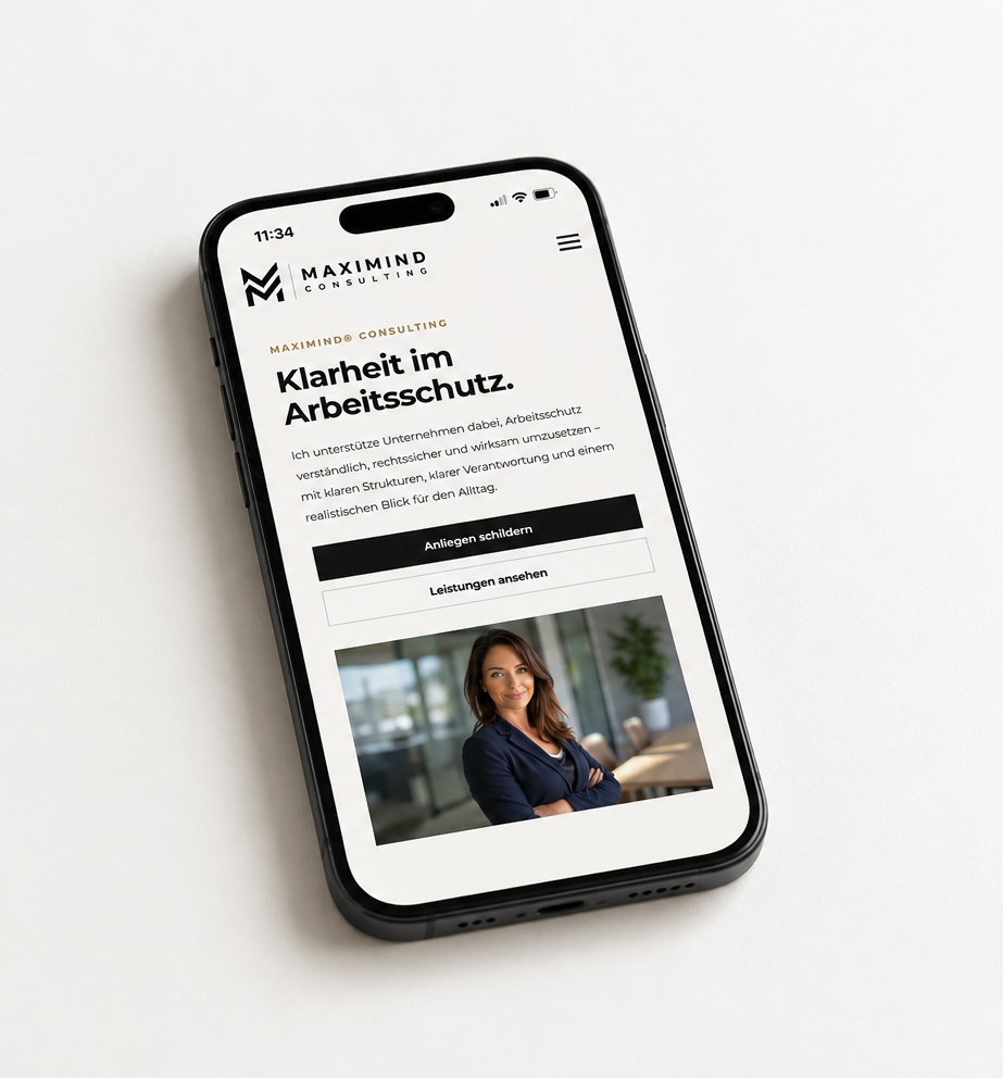 MaxiMind Consulting Website auf dem Smartphone